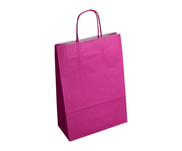 Gebl.Kraft Tas 100gr.22x10x31 Fuchsia+Koord