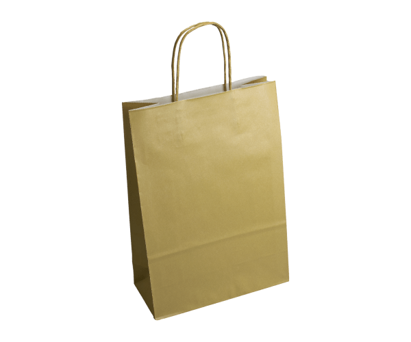 Gebl.Kraft Tas 100gr.22x10x31 Goud+Koord