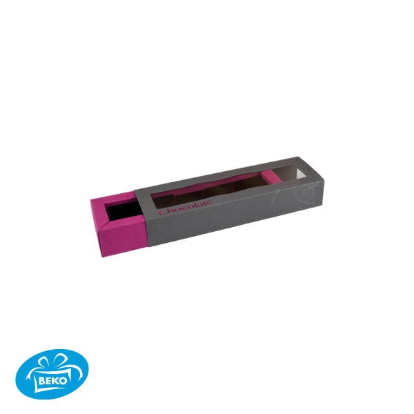 Chocoladedoos Natura 5v 17,5x3,4x3cm Fuchsia Grijs Chocolate