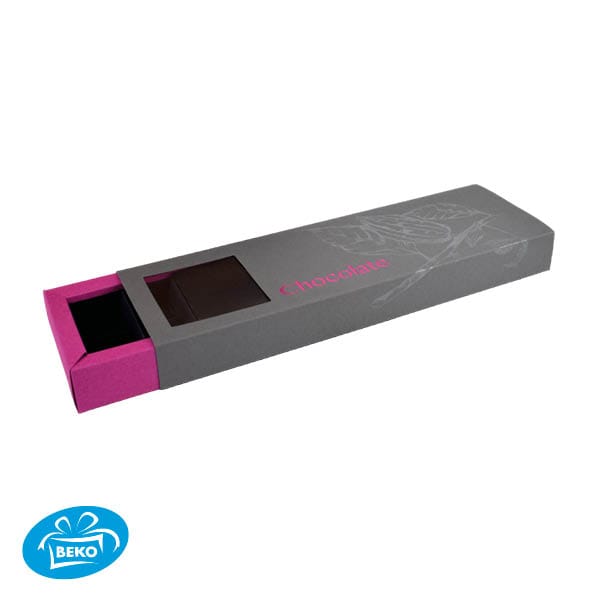 Chocoladedoos Natura16v 28x7x3cm Fuchsia Grijs Chocolate