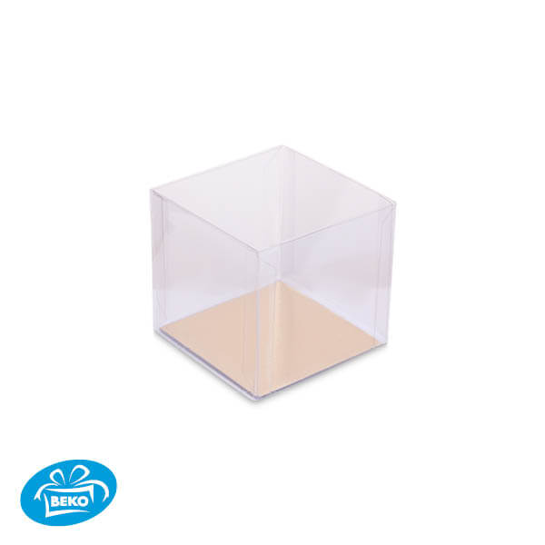 Luxe transparante doos 8x8x7,5 Incl.Goud Zwart karton