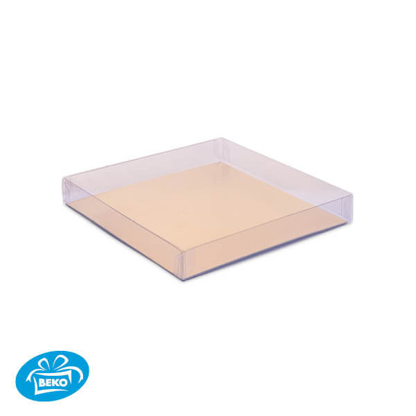 Luxe transparante doos 16x16x2,5 Incl.Goud Zwart karton