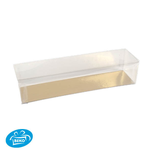 Luxe transparante doos18,5x4,5x4,5 Incl.Goud Zwart karton