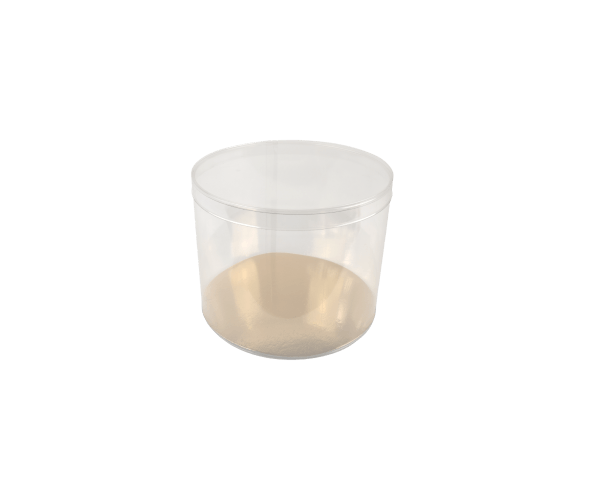 Kokerdoos + Deksel Transparant Ø11,5x9cm Bodem=Goud