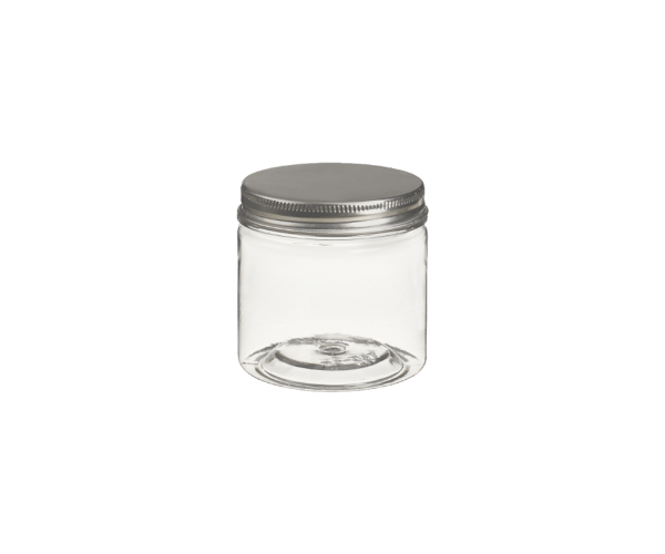 PET Pot (Transp.) + Deksel (Schroefdek., Zilver) 150ml