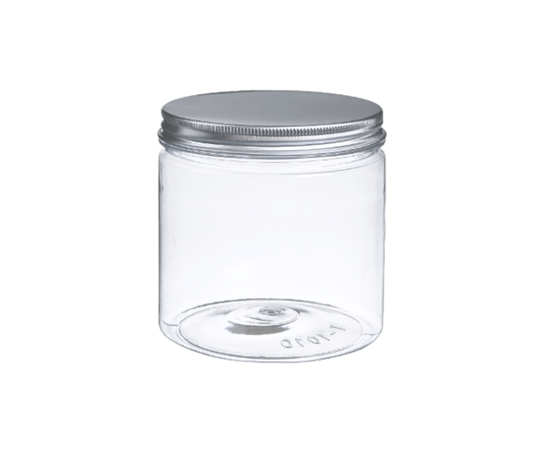 PET Pot (Transp.) + Deksel (Schroefdek., Zilver) 700ml