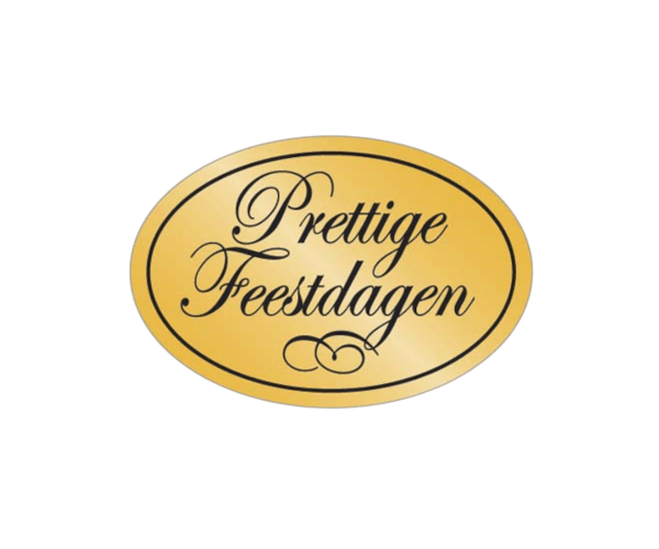 Etiket 'Prettige Feestdagen' (1A-700) Goud/Zwart 25x37mm
