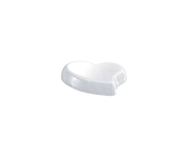 PP Lid (deksel) Heart 7,3x6,4cm H.5,2cm 100ml Transp.