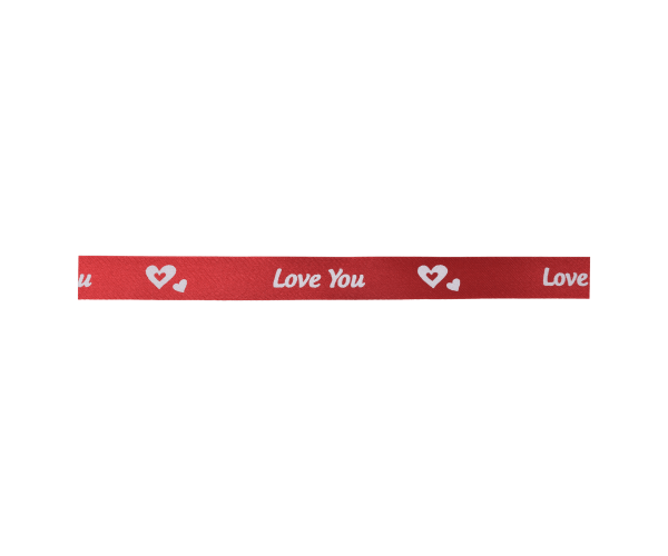 Rol zijdelint 15mm-100mtr Love You rood/wit (119015)