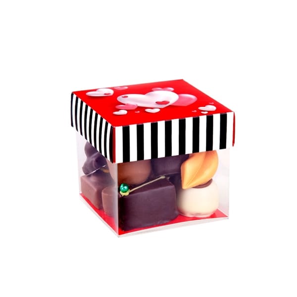 Kubus+deksel 8x8x7,5 cm Happy Hearts
