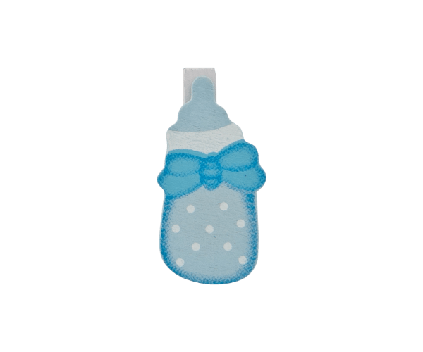 CLip Wooden baby bottle blauw (W0008.71)