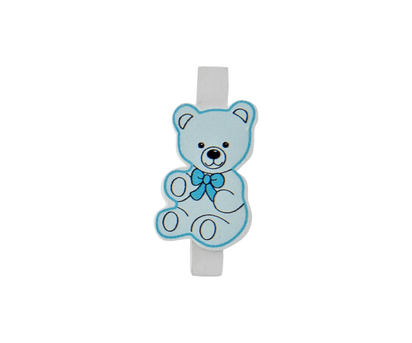 CLip Wooden bear blauw (W0015.71)