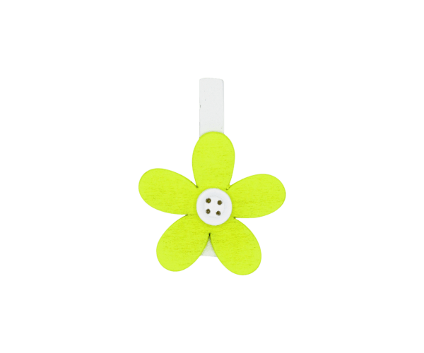 CLip Wooden Flower Geel (W0052.14)