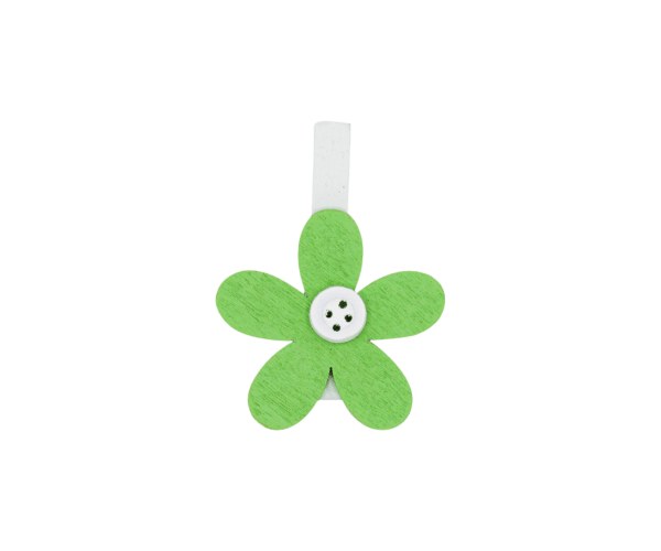 CLip Wooden Flower Groen (W0052.21)