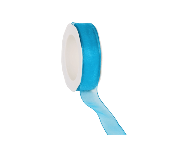 Rol zijdelint 25mm-20mtr Organza Woven Aqua blauw(WOWE26.72)