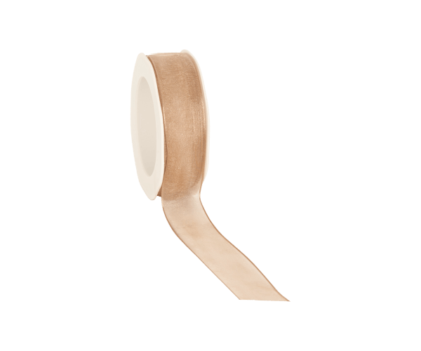 Rol zijdelint 25mm-20mtr Organza Woven Taupe (WOWE26.41)
