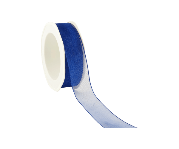 Rol zijdelint 25mm-20mtr Organza Woven R. Blue (WOWE26.77)