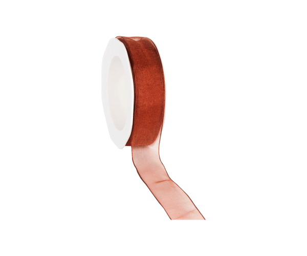 Rol zijdelint 25mm-20mtr Organza Woven Bruin (WOWE26.47)