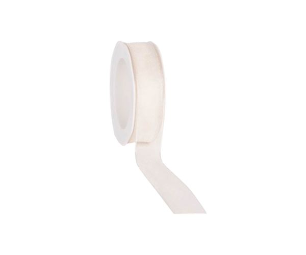 Rol zijdelint 25mm-20mtr Organza Woven Creme (WOWE26.02)