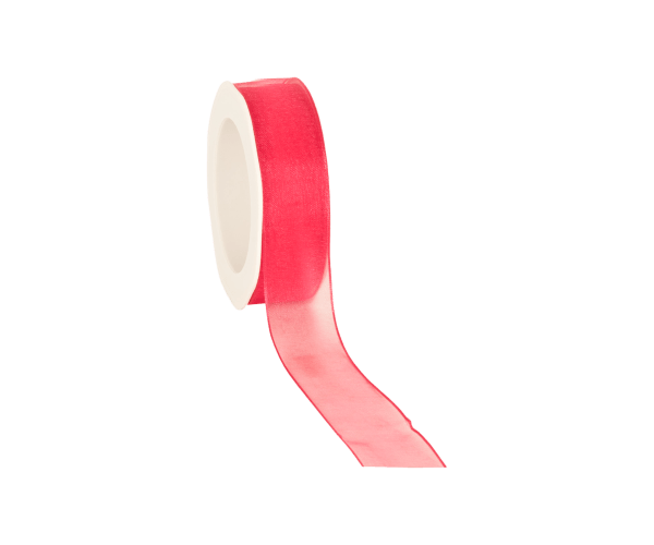Rol zijdelint 25mm-20mtr Organza Woven Fel Roze (WOWE26.54)