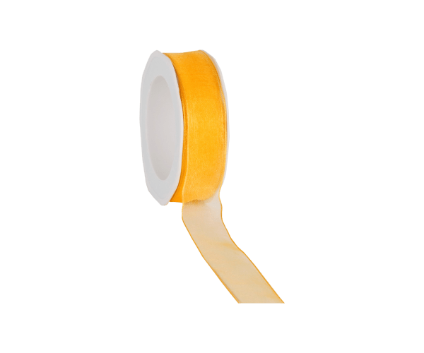 Rol zijdelint 25mm-20mtr Organza Woven Geel (WOWE26.15)