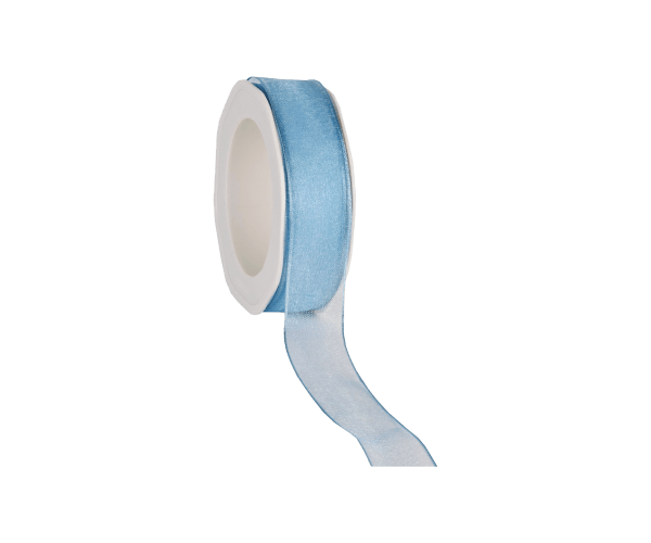 Rol zijdelint 25mm-20mtr Organza Woven L.Blauw (WOWE26.71)