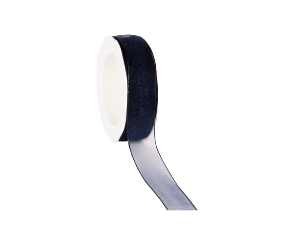 Rol zijdelint 25mm-20mtr Organza Woven Navy (WOWE26.79)