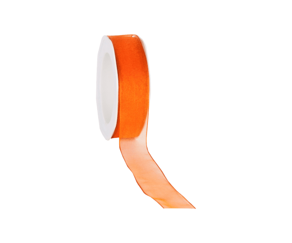 Rol zijdelint 25mm-20mtr Organza Woven Oranje (WOWE26.34)