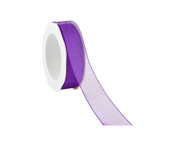 Rol zijdelint 25mm-20mtr Organza Woven Aubergine(WOWE26.84)