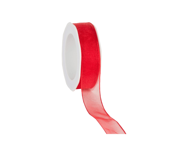 Rol zijdelint 25mm-20mtr Organza Woven D. Rood (WOWE26.65)