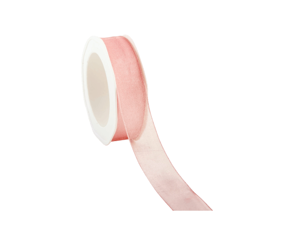 Rol zijdelint 25mm-20mtr Organza Woven Roze (WOWE26.53)