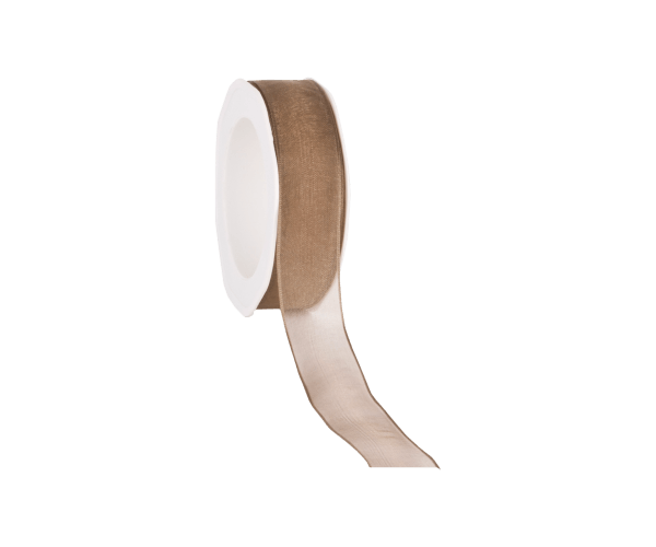 Rol zijdelint 25mm-20mtr Organza Woven Sand (WOWE26.06)
