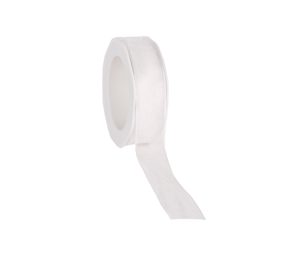 Rol zijdelint 25mm-20mtr Organza Woven Wit (WOWE26.01)