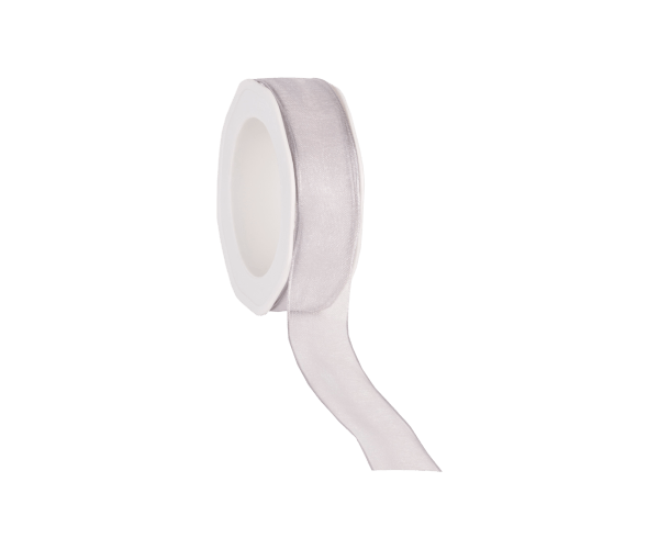 Rol zijdelint 25mm-20mtr Organza Woven Zilver  (WOWE26.05)