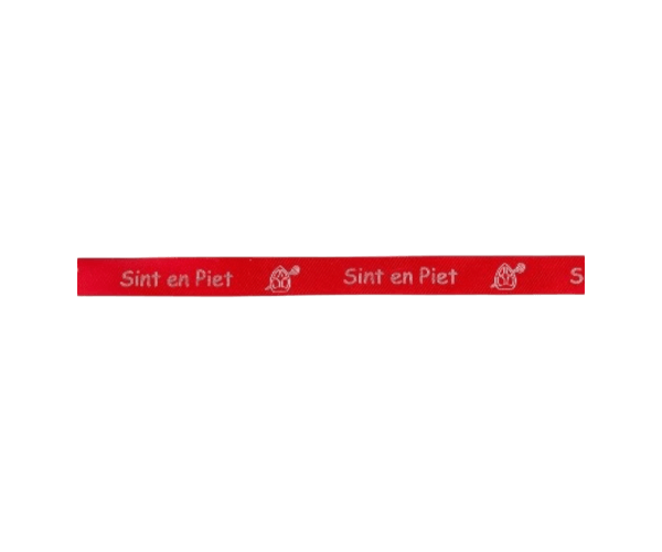 Rol zijdelint 15mm-100mtr Sint&Piet Rood/Zilver (119015)