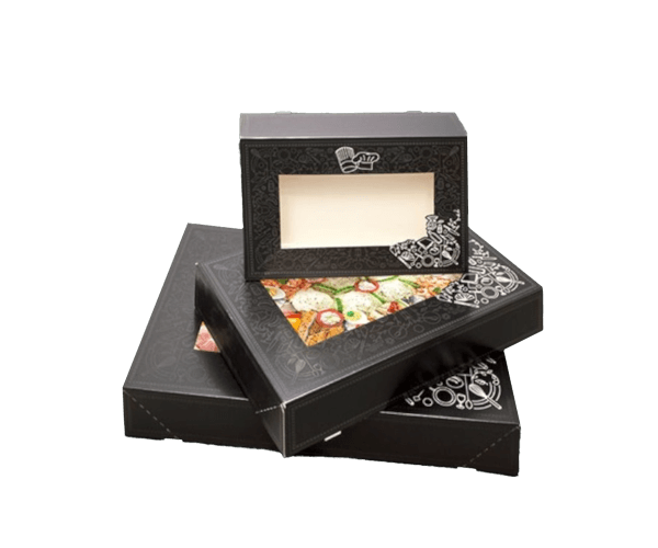 Cateringdoos Zwart met venster 36x25x8 Dess.835