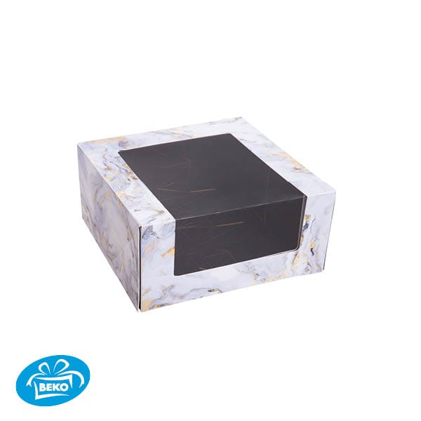 Zijvensterdoos 23x23x11  neutraal dess.Marmer