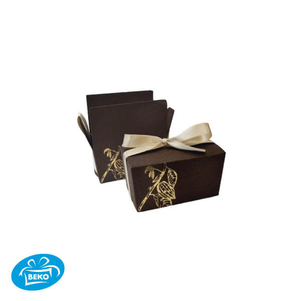 Bonbondoos Natura Bruin250gr. 11,2x6,2x5,8cm met Lint WS