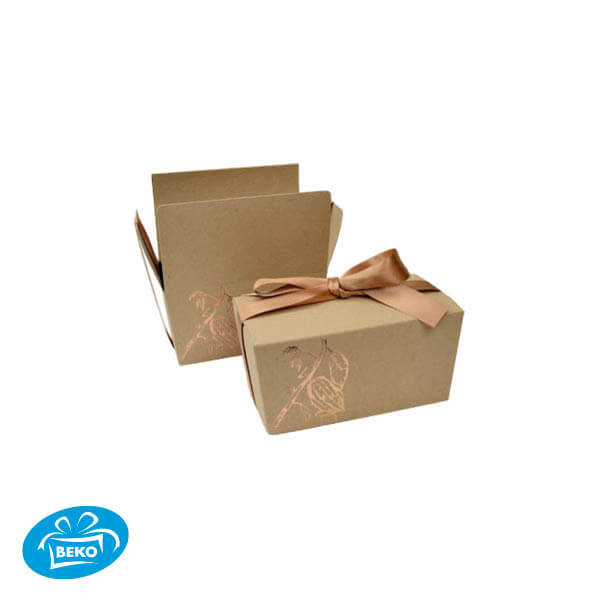 Bonbondoos Natura Kraft 250gr. 11,2x6,2x5,8cm met Lint  CL