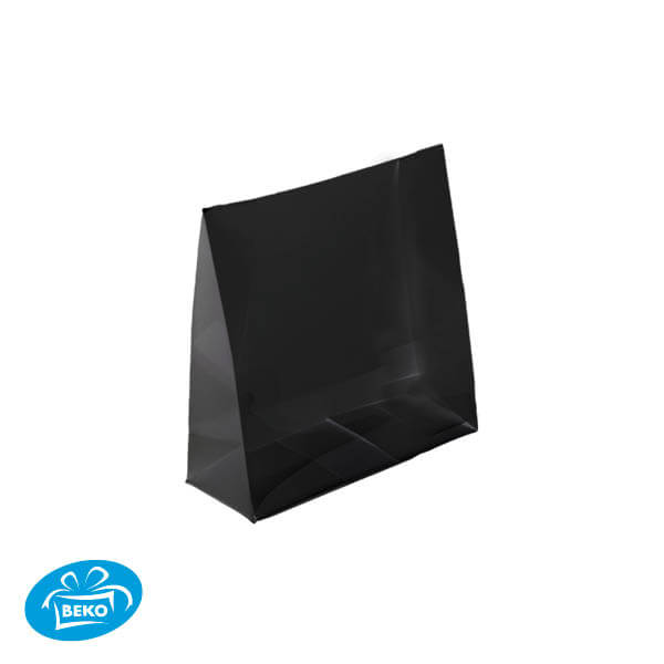 PPET Pochette Transparant/zwart met plakstrip 130x50x130 mm