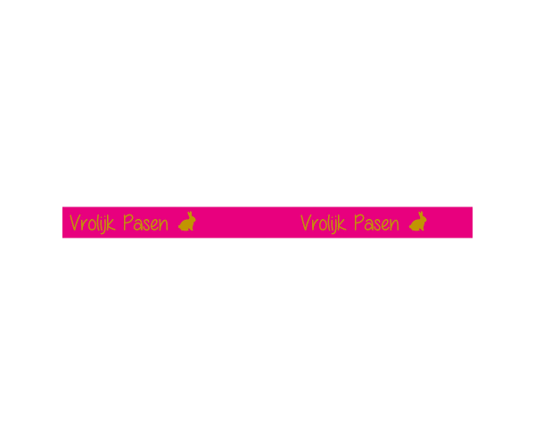 Rol zijdelint 15mm-100m Vrolijk Pasen Fuchsia/Goud (119015)