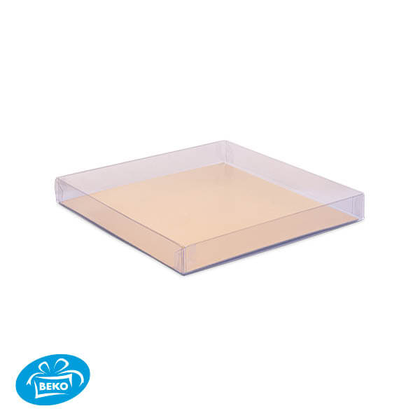 Luxe transparante doos 10x12x1,5 cm incl.Goud Zwart karton