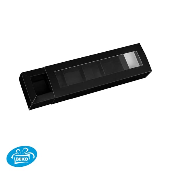 Chocoladedoos 5v 17,5x3,4x3cm mat zwart / inlay mat zwart