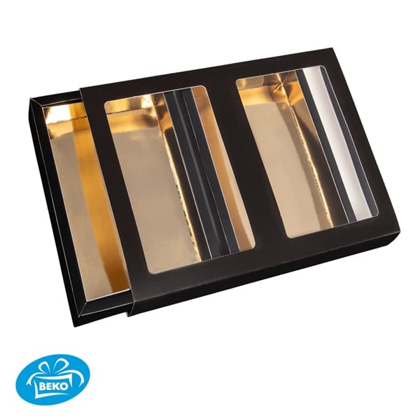 Dubb Letterds.Holwand 2x GK-07 17,7x12,2x3,5cm Zwart goud
