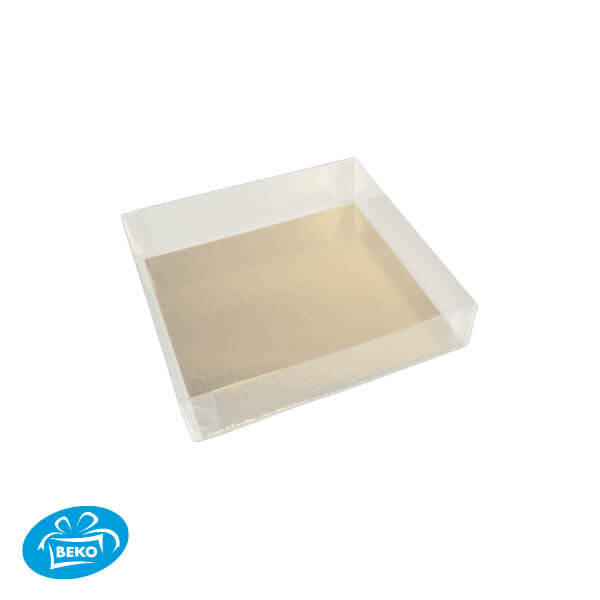 Luxe transparante doos 12,1x12,1x3 Incl.Goud Zwart karton