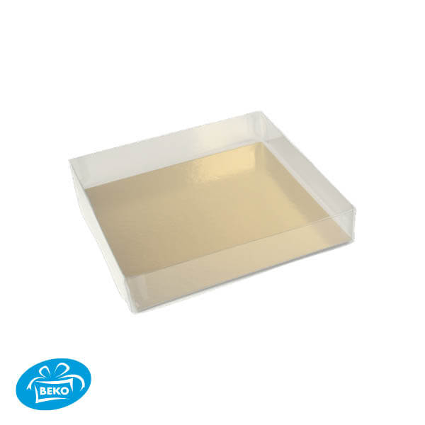 Luxe transparante doos 15x15x3 Incl.Goud Zwart karton