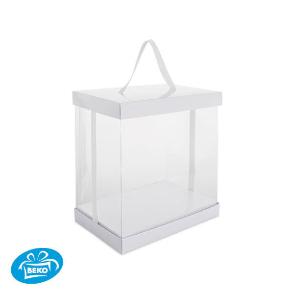 Presentatiebox2 Wit Transp. 19x13x23cm Wit inleg+lint