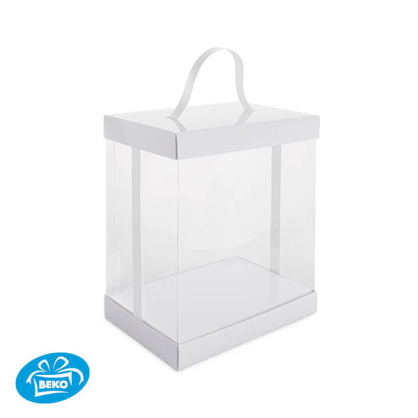 Presentatiebox3 Wit Transp. 22x15x25cm Wit inleg+lint