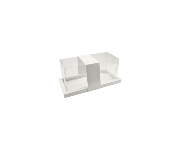 Cake box 23,2x11,5x10 Glans wit Transp deksel en sleeve