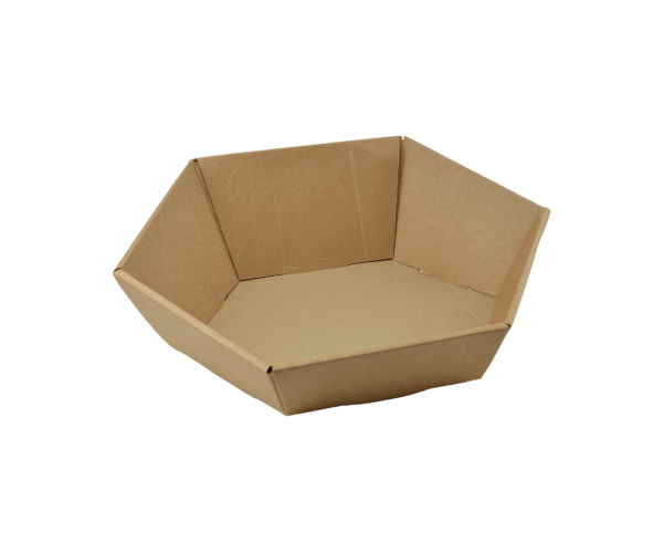 Luxe Geschenkbak 30 cm  Zeskantig kraft plano